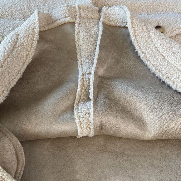 Good American Cream Sherpa Shacket Oversize Button Down Shirt Jacket Size 1/2 XL - Picture 15 of 16
